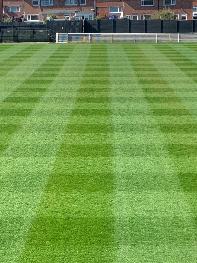 A checkered pattern on a football pitch