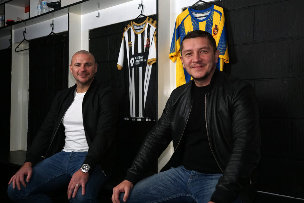 Anthony Johnson and Bernard Morley in Spennymoor's home dressing room