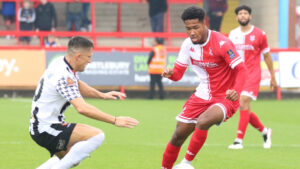 Rob Ramshaw in action for Spennymoor Town at Kidderminster Harriers