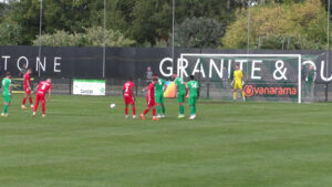 Glen Taylor prepares to take a penalty against Farsley Celtic