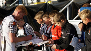 Spennymoor Town skipper James Curtis with fans