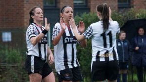Spennymoor Town Ladies celebrate a goal against Bishop Auckland
