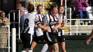 Kira Whittle celebrates her goal for Spennymoor Town Ladies against Gateshead Ladies