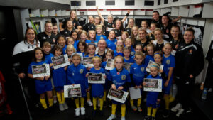Spennymoor Town Ladies with their mascots