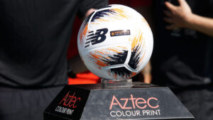 The matchball on a plinth at Spennymoor Town