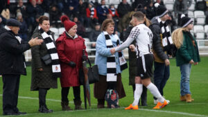 Spennymoor Town's Mark Anderson speaks to Kenny Banks' family