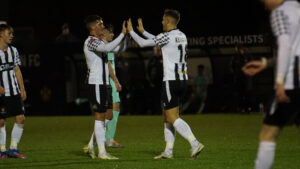 Spennymoor Town's Joe Wheatley and Reece Kendall celebrate