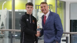 Spennymoor Town signing Corey McKeown with boss Jason Ainsley