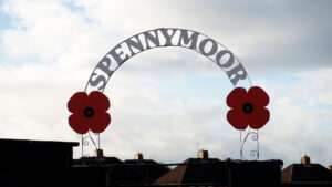 Poppies on the gate at Spennymoor Town