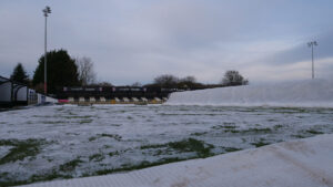 Frost on the Spennymoor Town pitch at The Brewery Field