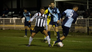 Spennymoor Town striker Paul Blackett in action against Bishop Auckland