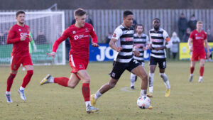 Spennymoor Town's Reece Kendall in action against Darlington