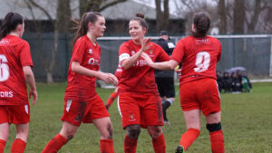 Spennymoor Town Ladies celebrate a goal against West Allotment Celtic