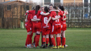 Spennymoor Town Ladies in a pre-match huddle
