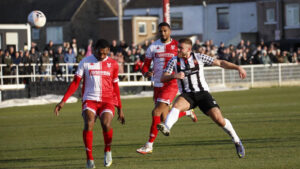 Paul Blackett scores for Spennymoor Town against Kidderminster Harriers