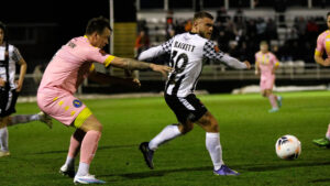 Spennymoor Town striker Paul Blackett in action against King's Lynn Town