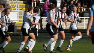 Spennymoor Town Ladies celebrate a goal at The Brewery Field