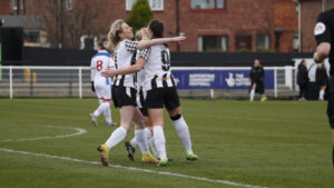 Autumn Colledge celebrates her goal for Spennymoor Town against Hartlepool United