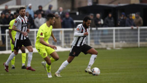 AJ Greaves in action for Spennymoor Town against Brackley Town