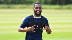 Midfielder AJ Greaves in training