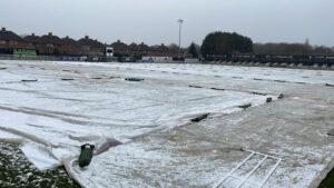 Spennymoor Town's pitch under covers at The Brewery Field