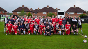 The two squads line-up for the Spennymoor Town Community Challenge Match 2023