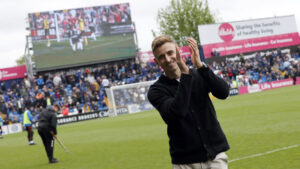 Spennymoor Town striker Glen Taylor gets an ovation from Stockport County fans