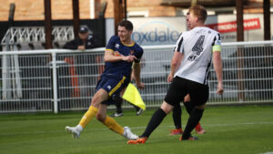 Owen Gallacher scores for Spennymoor Town against Newcastle Blue Star