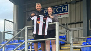 Spennymoor Town Ladies Assistant Manager Brent Smithson with new signing Brodie Grayson