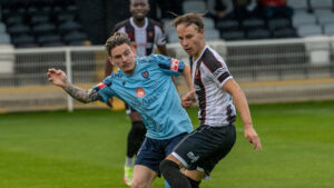 Spennymoor Town midfielder Connor Shanks in action against Morpeth Town