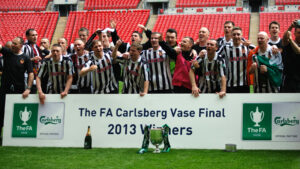 Spennymoor Town players celebrate winning the 2013 FA Vase at Wembley