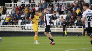 Spennymoor Town striker Will Harris celebrates his goal against Chester