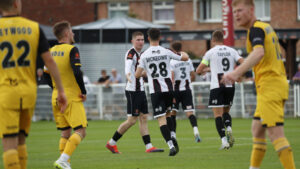 Spennymoor Town's Will Harris celebrates his goal against Chester
