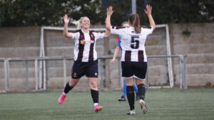 Spennymoor Town Ladies striker Caitlin Bates celebrates a goal against Sunderland West End