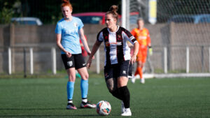 Spennymoor Town Ladies captain Alex Saunders in action against Ponteland United
