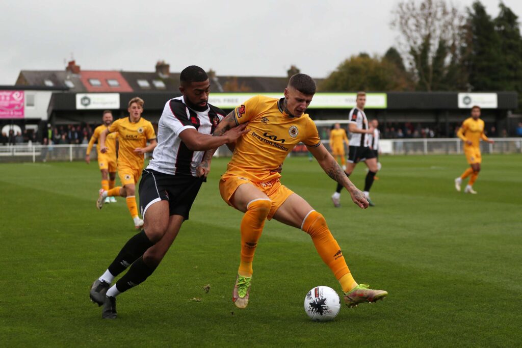 during the Vanarama National League North match between Spennymoor Town and Boston United at the Brewery Field, Spennymoor on Saturday 4th November 2023. (Photo: Mark Fletcher | MI News)