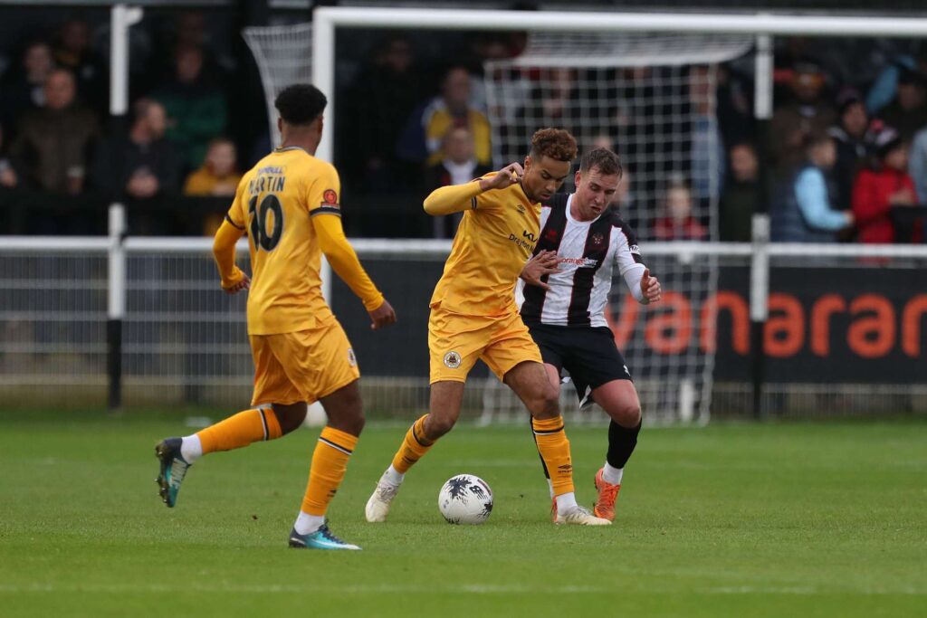 during the Vanarama National League North match between Spennymoor Town and Boston United at the Brewery Field, Spennymoor on Saturday 4th November 2023. (Photo: Mark Fletcher | MI News)