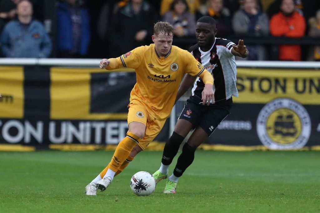 during the Vanarama National League North match between Spennymoor Town and Boston United at the Brewery Field, Spennymoor on Saturday 4th November 2023. (Photo: Mark Fletcher | MI News)