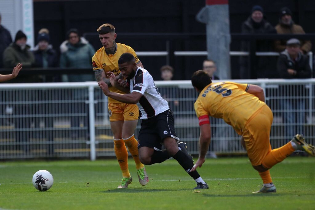 during the Vanarama National League North match between Spennymoor Town and Boston United at the Brewery Field, Spennymoor on Saturday 4th November 2023. (Photo: Mark Fletcher | MI News)