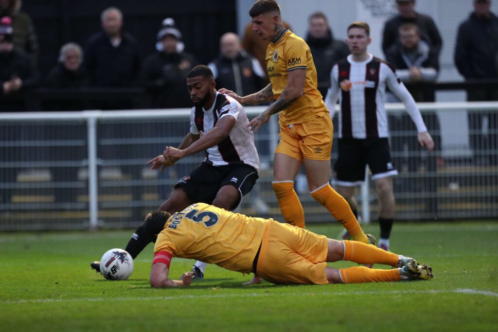 during the Vanarama National League North match between Spennymoor Town and Boston United at the Brewery Field, Spennymoor on Saturday 4th November 2023. (Photo: Mark Fletcher | MI News)