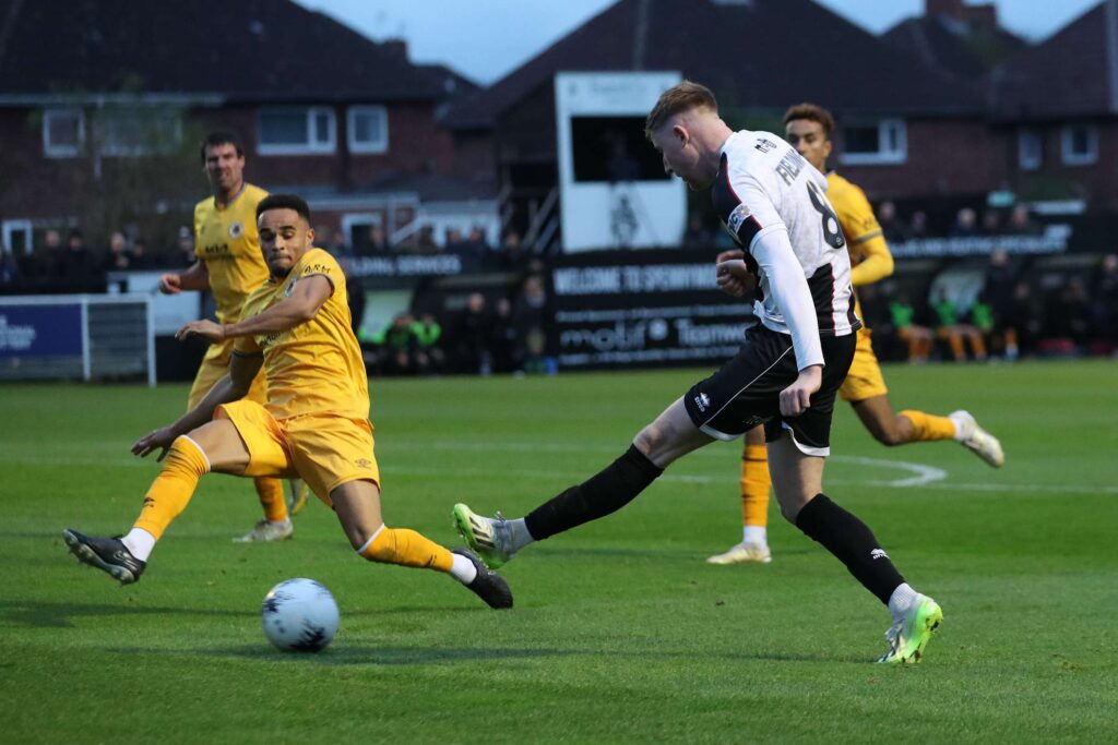 during the Vanarama National League North match between Spennymoor Town and Boston United at the Brewery Field, Spennymoor on Saturday 4th November 2023. (Photo: Mark Fletcher | MI News)