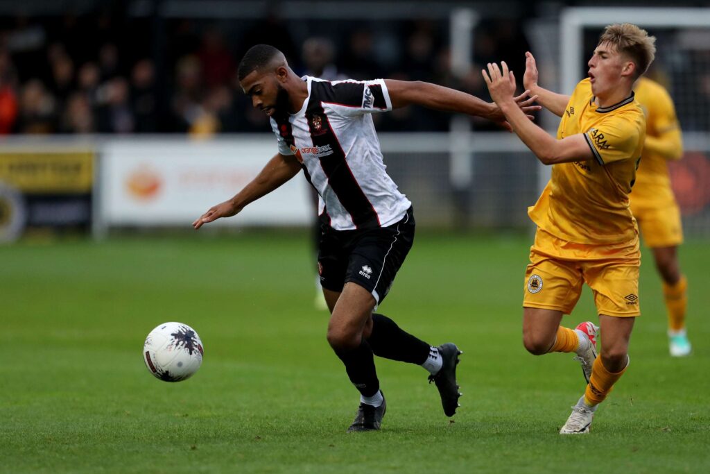 during the Vanarama National League North match between Spennymoor Town and Boston United at the Brewery Field, Spennymoor on Saturday 4th November 2023. (Photo: Mark Fletcher | MI News)