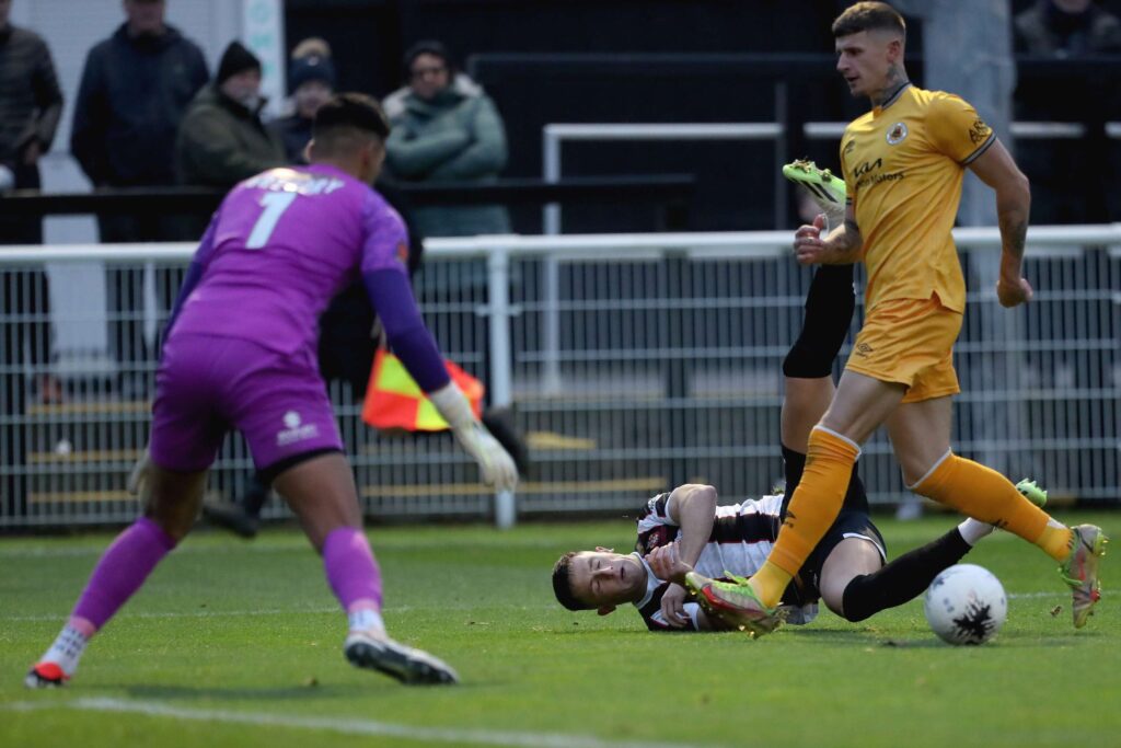 during the Vanarama National League North match between Spennymoor Town and Boston United at the Brewery Field, Spennymoor on Saturday 4th November 2023. (Photo: Mark Fletcher | MI News)