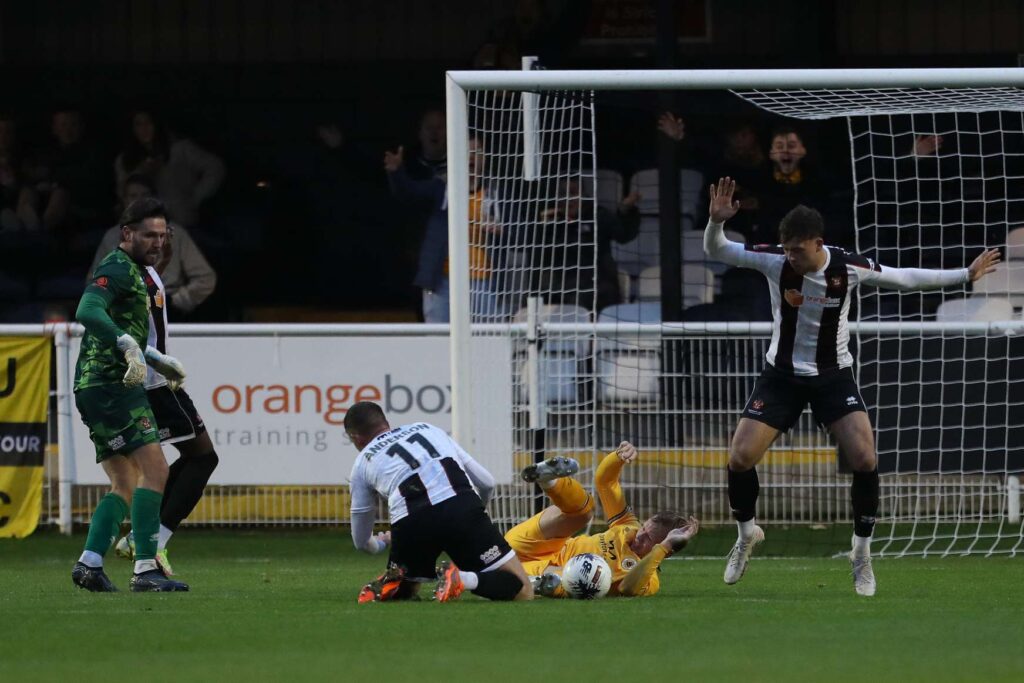 during the Vanarama National League North match between Spennymoor Town and Boston United at the Brewery Field, Spennymoor on Saturday 4th November 2023. (Photo: Mark Fletcher | MI News)