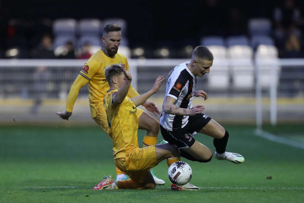 during the Vanarama National League North match between Spennymoor Town and Boston United at the Brewery Field, Spennymoor on Saturday 4th November 2023. (Photo: Mark Fletcher | MI News)