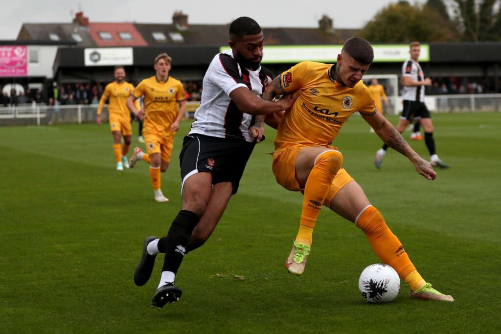 during the Vanarama National League North match between Spennymoor Town and Boston United at the Brewery Field, Spennymoor on Saturday 4th November 2023. (Photo: Mark Fletcher | MI News)