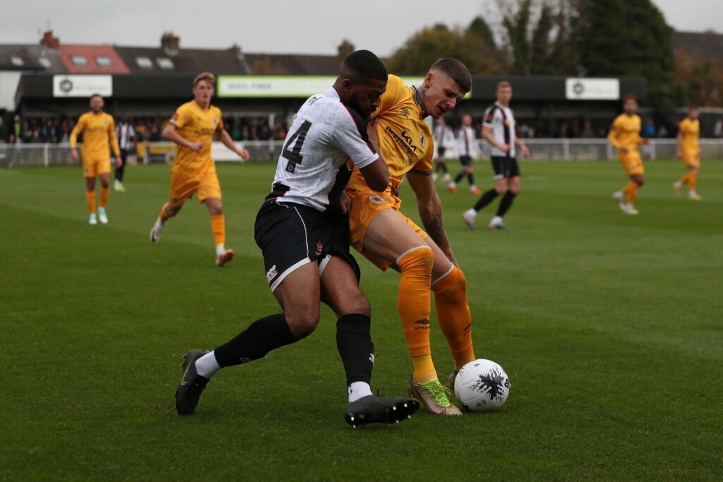 during the Vanarama National League North match between Spennymoor Town and Boston United at the Brewery Field, Spennymoor on Saturday 4th November 2023. (Photo: Mark Fletcher | MI News)