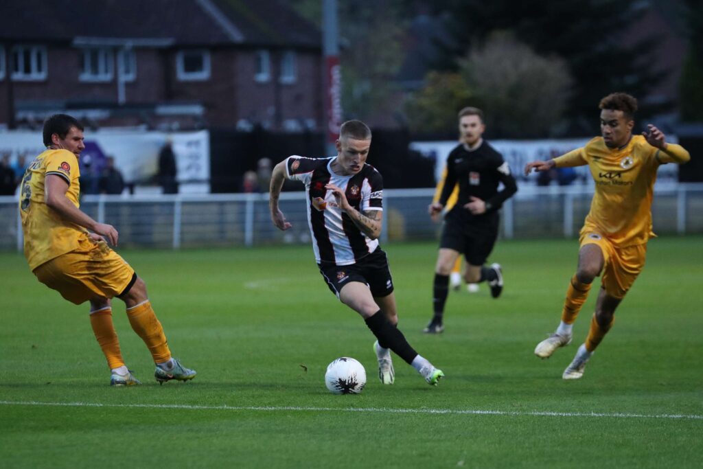 during the Vanarama National League North match between Spennymoor Town and Boston United at the Brewery Field, Spennymoor on Saturday 4th November 2023. (Photo: Mark Fletcher | MI News)