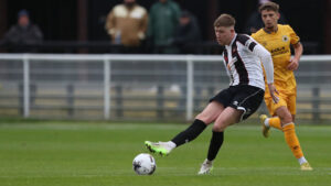 Spennymoor Town midfielder Sam Fielding in action against Boston United