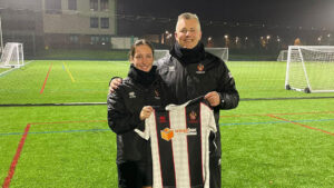 Spennymoor Town Ladies' new signing Talia Korucu with Assistant Manager Brent Smithson